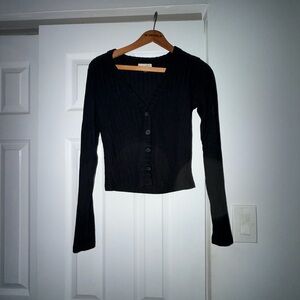 Target Black Ribbed Button-Up Cardigan